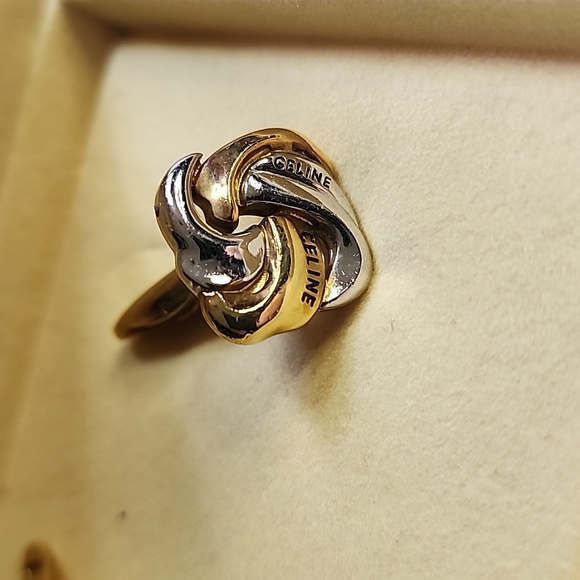 NIB Celine Gold Silver Square Cufflink Button - Picture 4 of 6